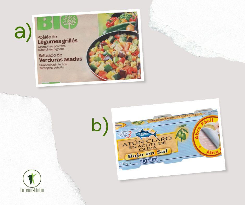 Verduras asadas con atún en conserva.